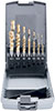 A01014: Assortimento di punte e maschi a macchina in acciaio HSS rivestiti TiN; TKN