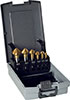 A20035: Assortimento di svasatori codolo cilindrico a 3 taglienti 90° in acciaio HSS rivestiti TiN; TKN