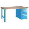 V15041: Banco da lavoro con piano in faggio listellare; TKN_MAG-LINE
