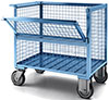 V45035: Contenitore in rete con ruote e sportello; ANSALONI