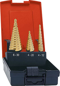 A01934: Assortimento di punte per forare e allargare in acciaio HSS rivestite TiN; FORMAT