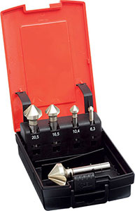 A20390: Assortimento di svasatori codolo cilindrico a 3 taglienti a passo differenziato a 90° in acciaio HSS-E con rivestimento DUO+; FORMAT_GT