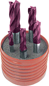 A25214: Assortimento frese codolo cilindrico a 3/4 taglienti in acciaio HSS-E PM rivestita TiAlN per sgrossatura; FORMAT