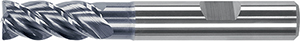 A50813: Fresa codolo cilindrico a 4 taglienti in metallo duro rivestita LOTUS elica con passo differenziato per acciaio inox; FORMAT_GT
