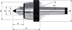 C30307: Contropunta rotante cuspide 60ø in metallo duro con ghiera per estrazione; ROHM