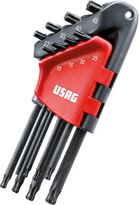 N20207: Serie di chiavi maschio piegate lunghe a testa sferica per viti Torx®; USAG