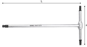 N20281: Chiave maschio a T a testa sferica per viti Torx®; USAG