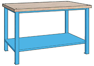 V15036: Banco da lavoro con piano in legno; TKN_MAG-LINE