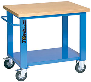 V15081: Banco da lavoro con ruote piano in legno; TKN_MAG-LINE